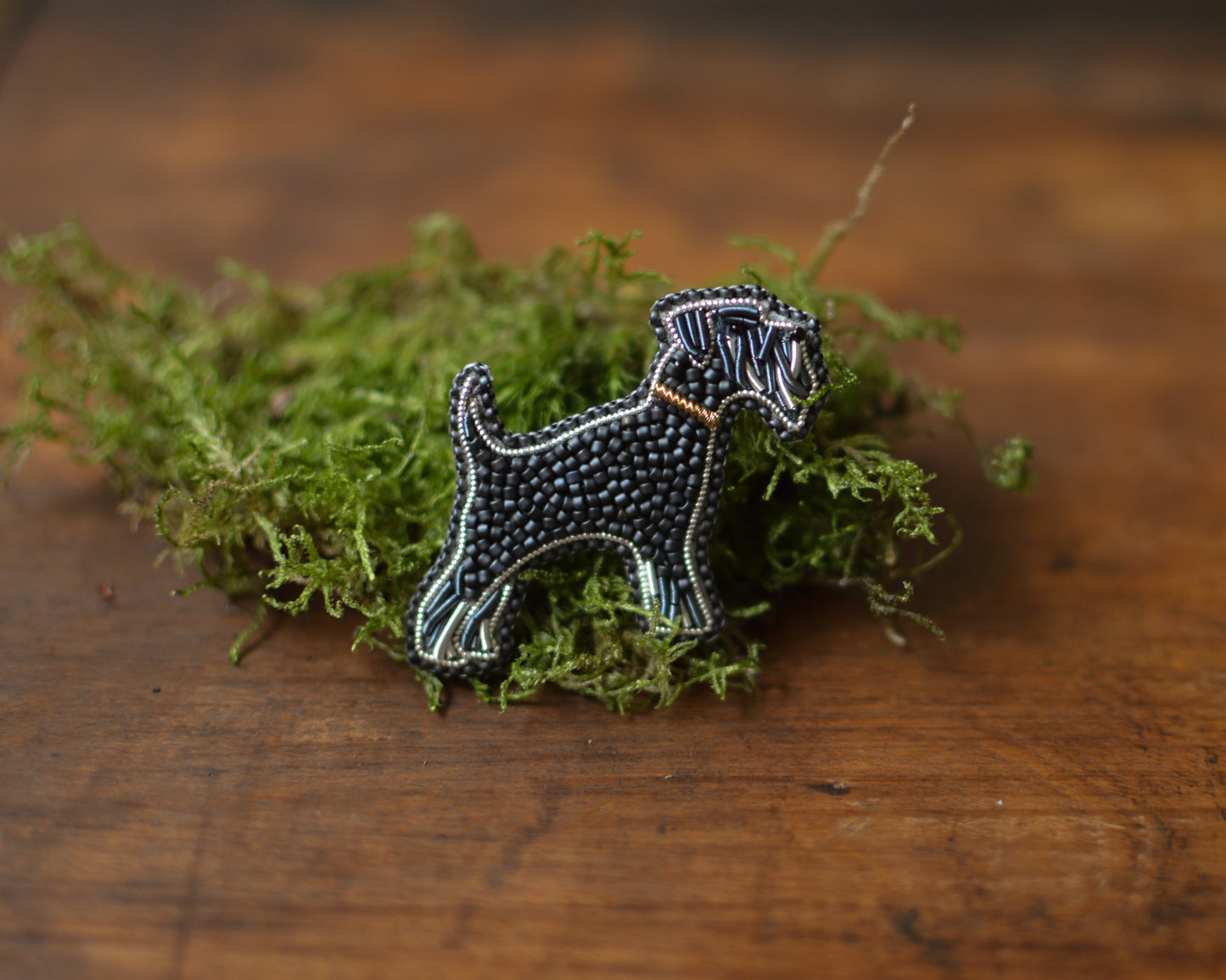 Schnauzer Beaded Brooch