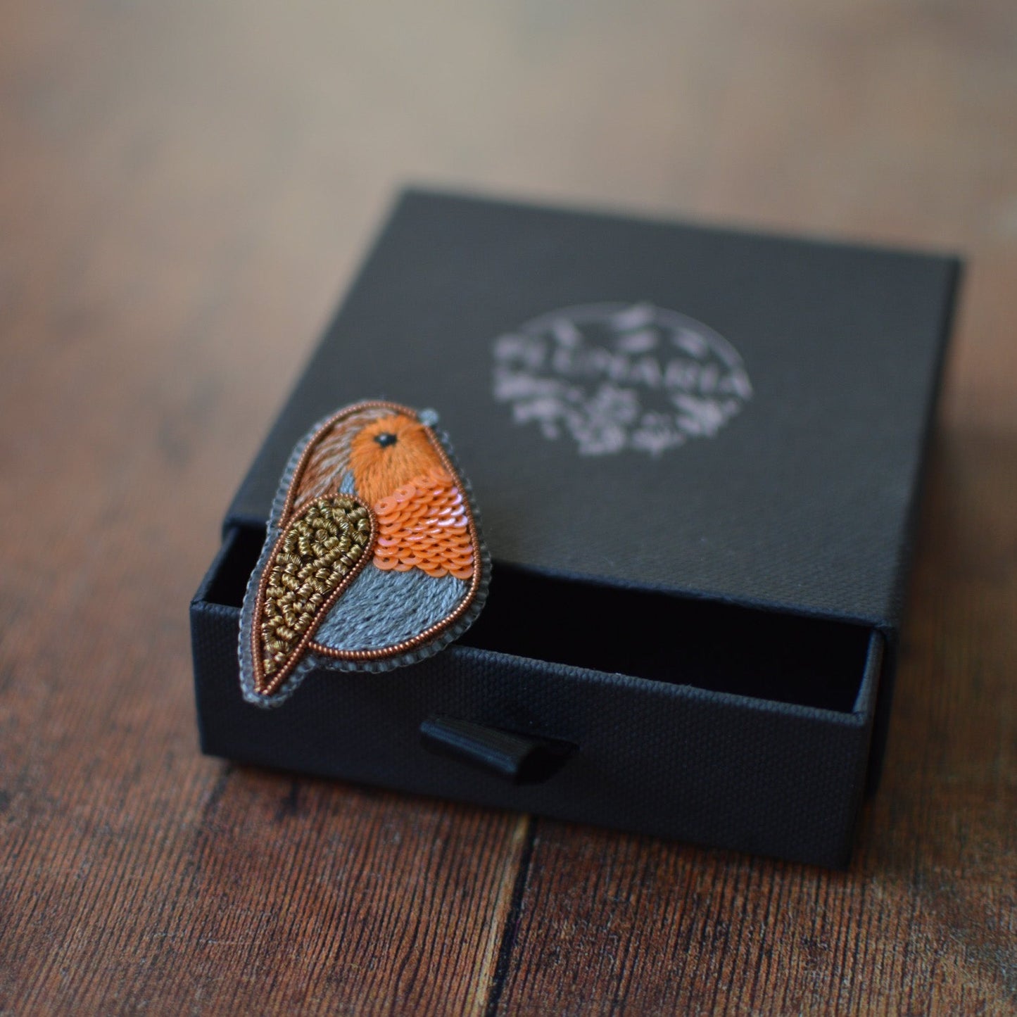 Embroidered Robin Brooch