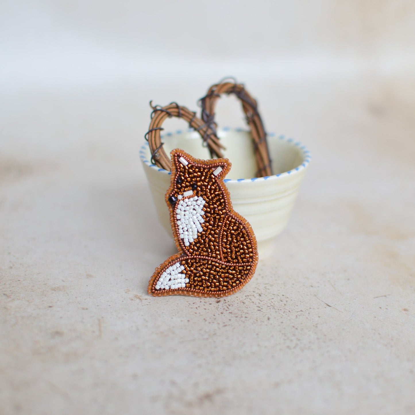 Beaded Fox Brooch