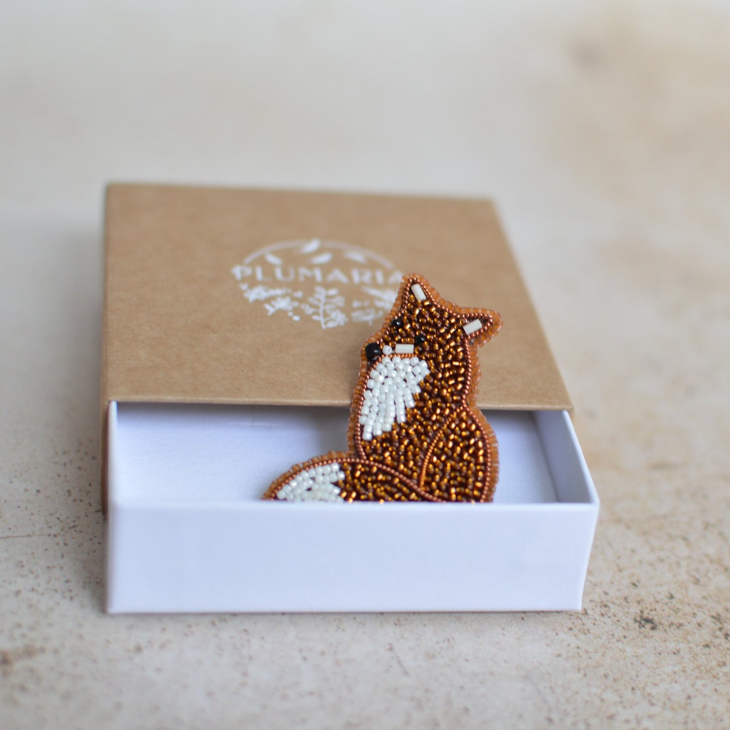 Beaded Fox Brooch
