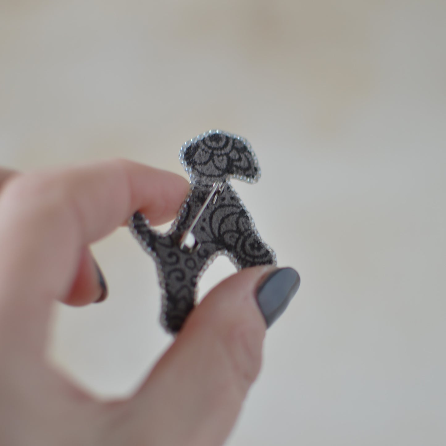 Light Grey Schnauzer Bead Embroidery Brooch