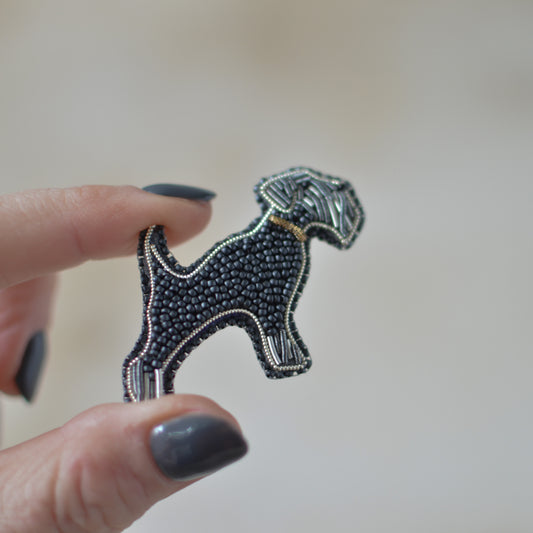 Schnauzer Beaded Brooch