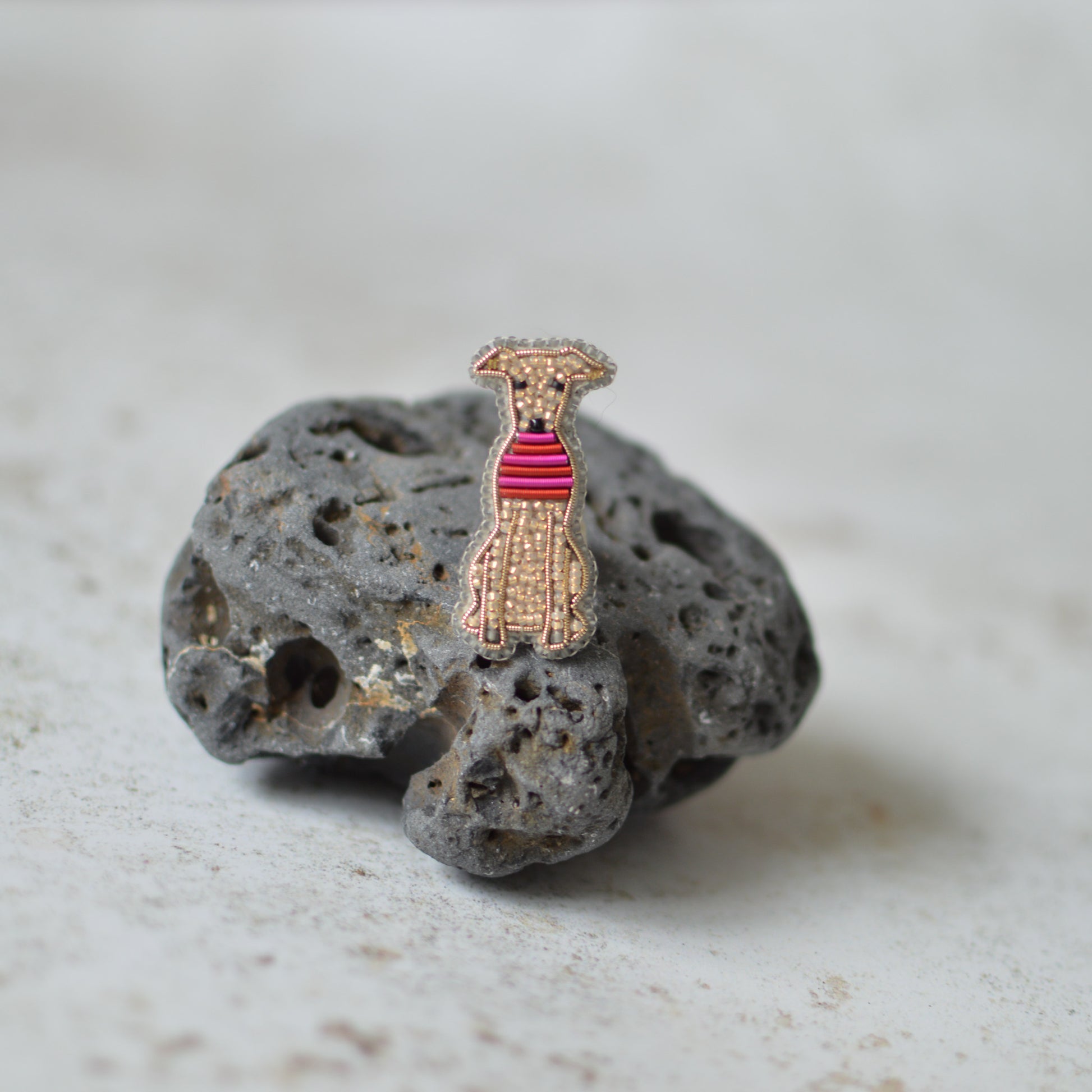 Whippet in Pink Jumper Brooch
