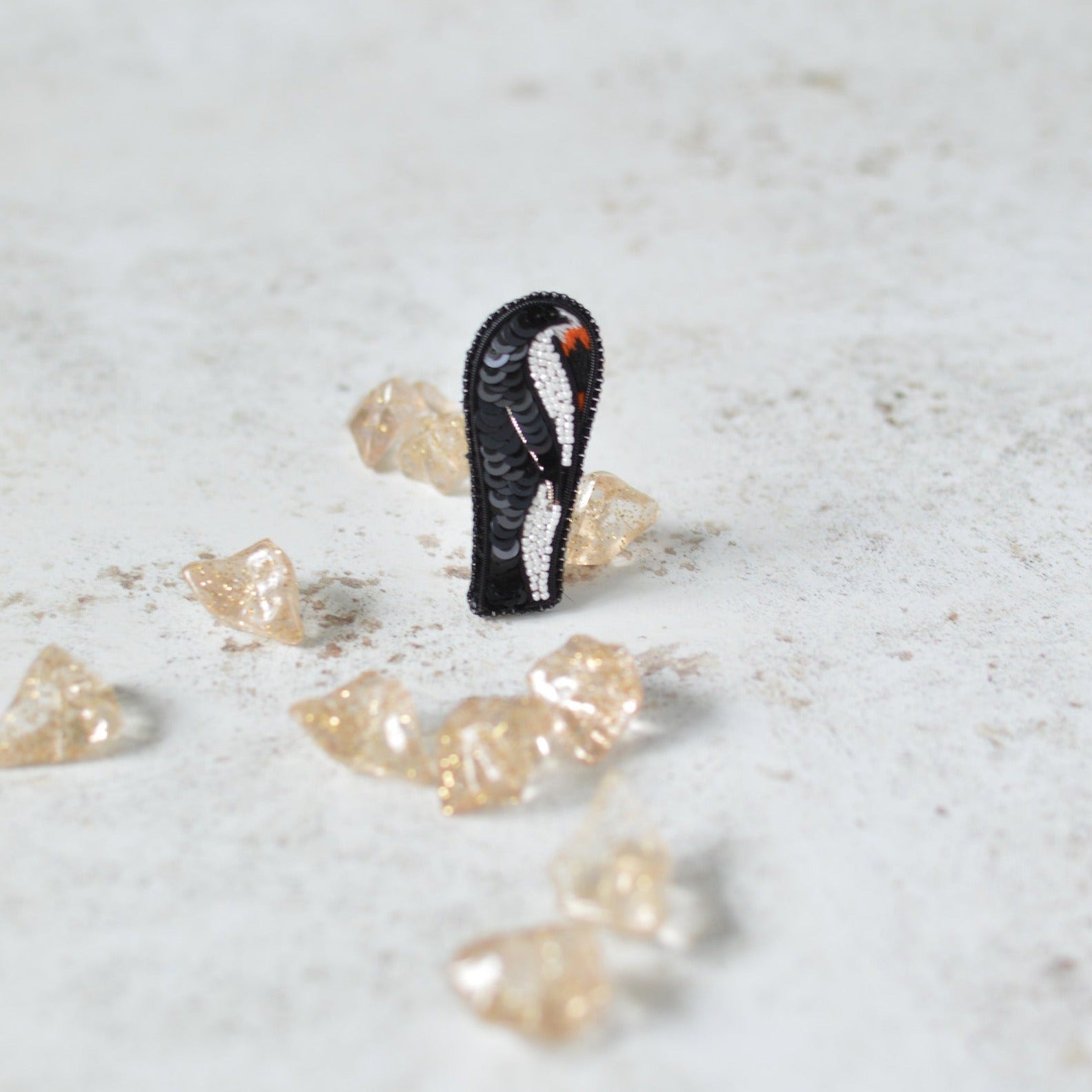 Emperor Penguin Embroidered Brooch