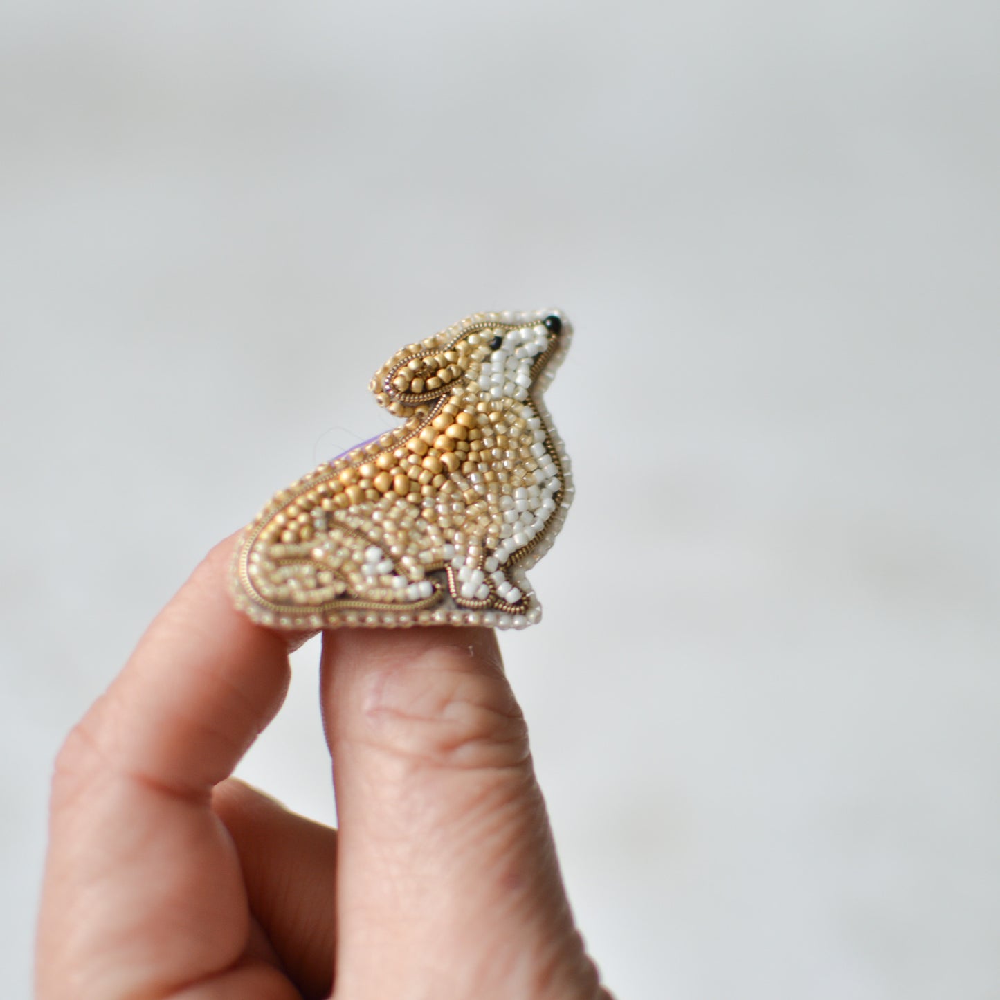 Corgi Bead Embroidery Brooch