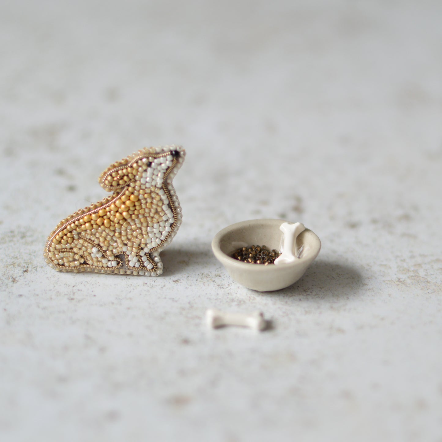 Corgi Bead Embroidery Brooch