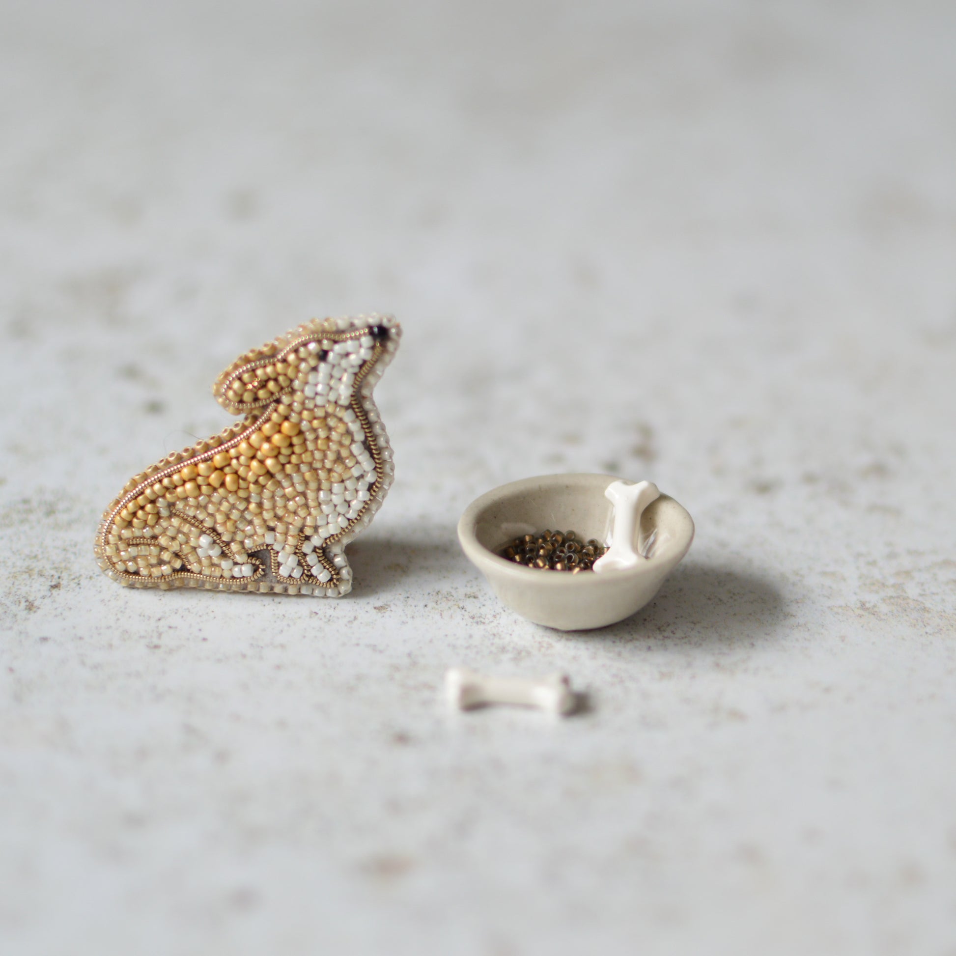 Corgi Bead Embroidery Brooch