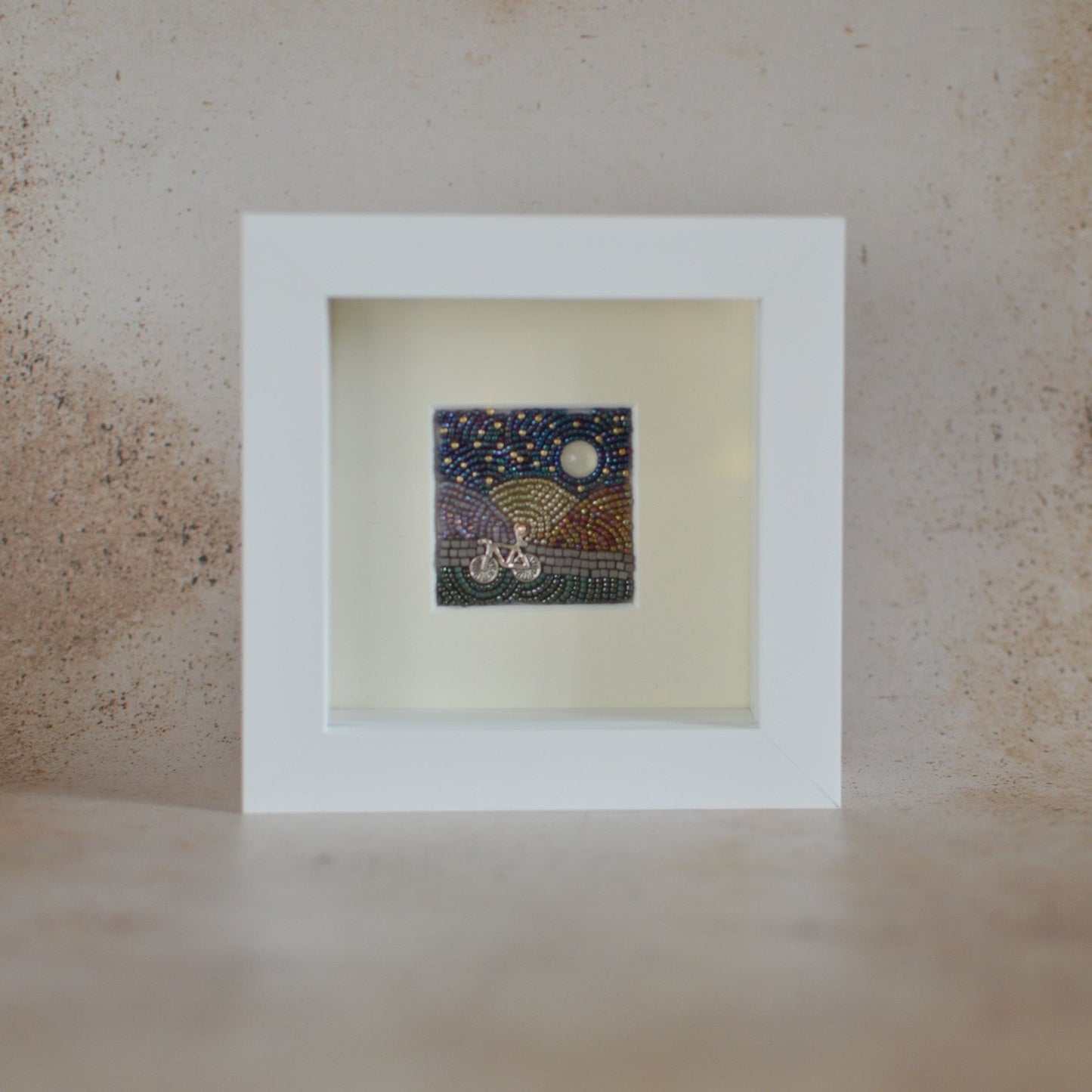 Miniature Embroidery Painting, Yorkshire Moonlit Landscape