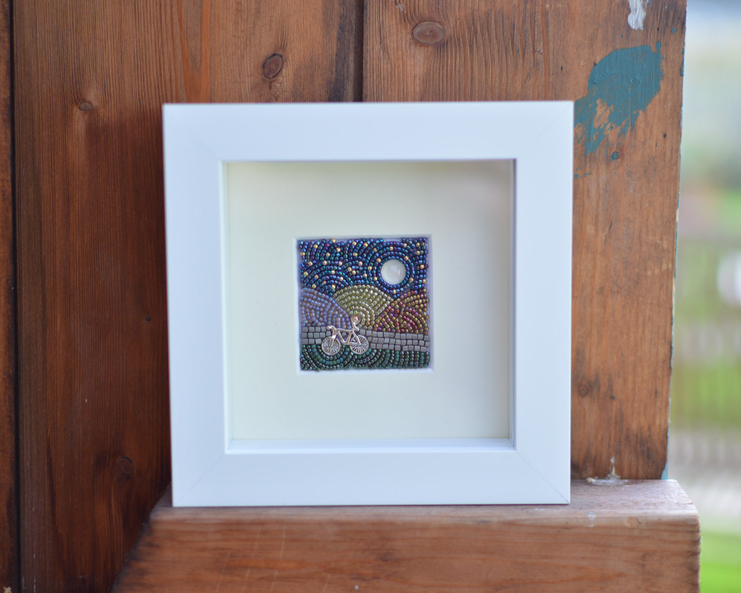 Miniature Embroidery Painting, Yorkshire Moonlit Landscape