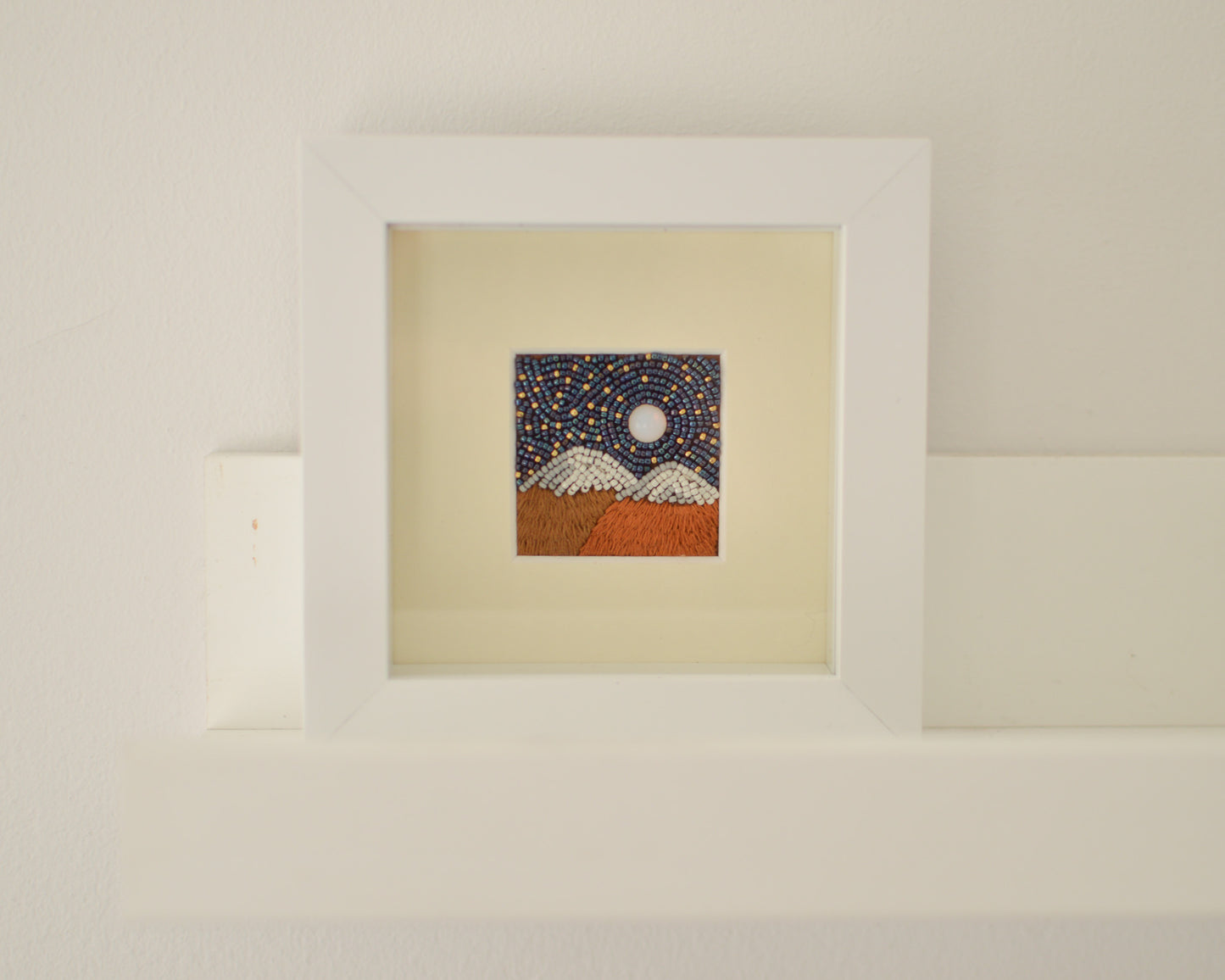 Miniature Embroidery Painting, Mountain Moonlit Landscape