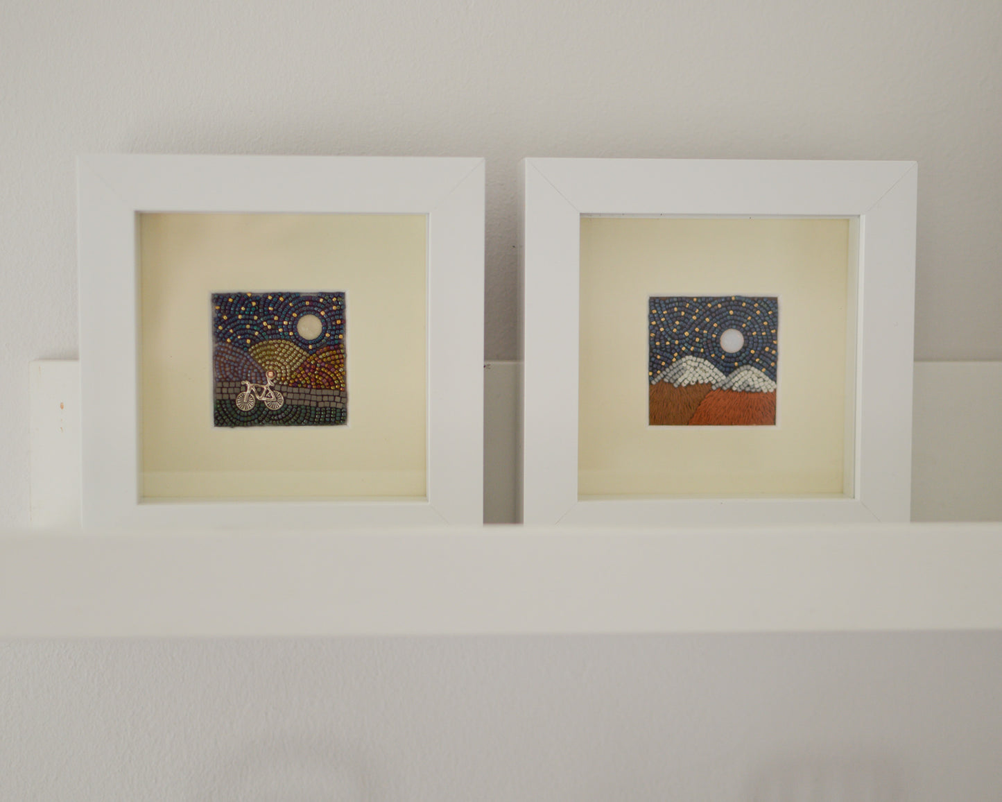 Miniature Embroidery Painting, Mountain Moonlit Landscape