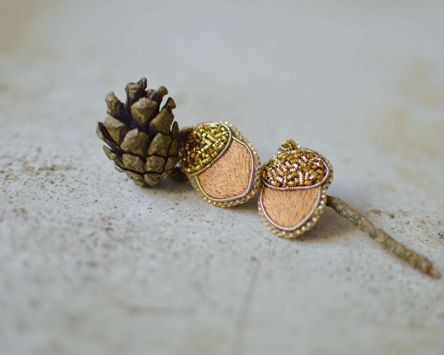 Acorn Embroidered Brooch