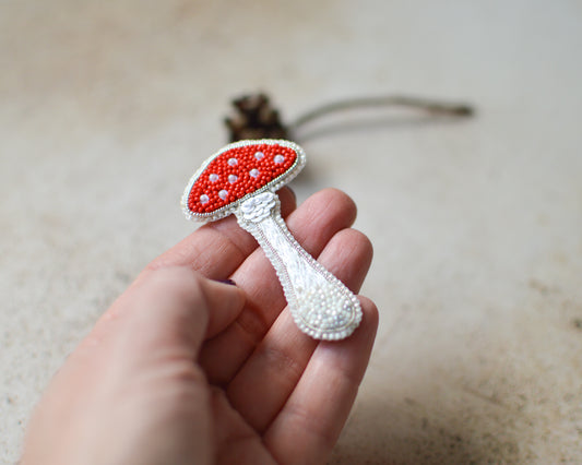 Mushroom Fly Agaric Embroidered  Brooch