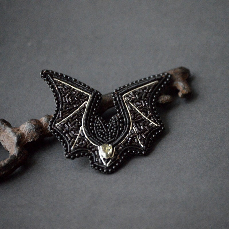 Goldwork Bat Brooch