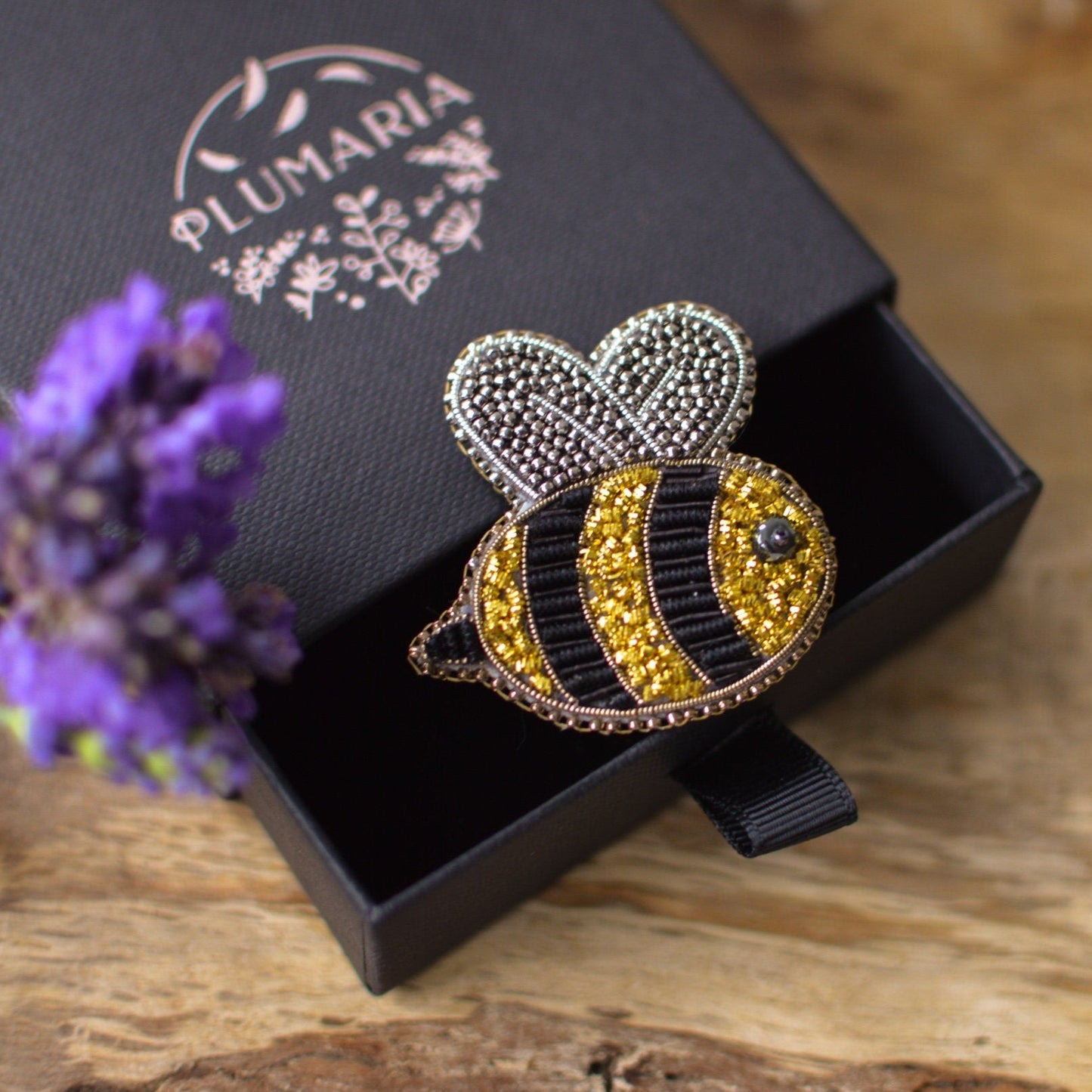 Goldwork bee brooch