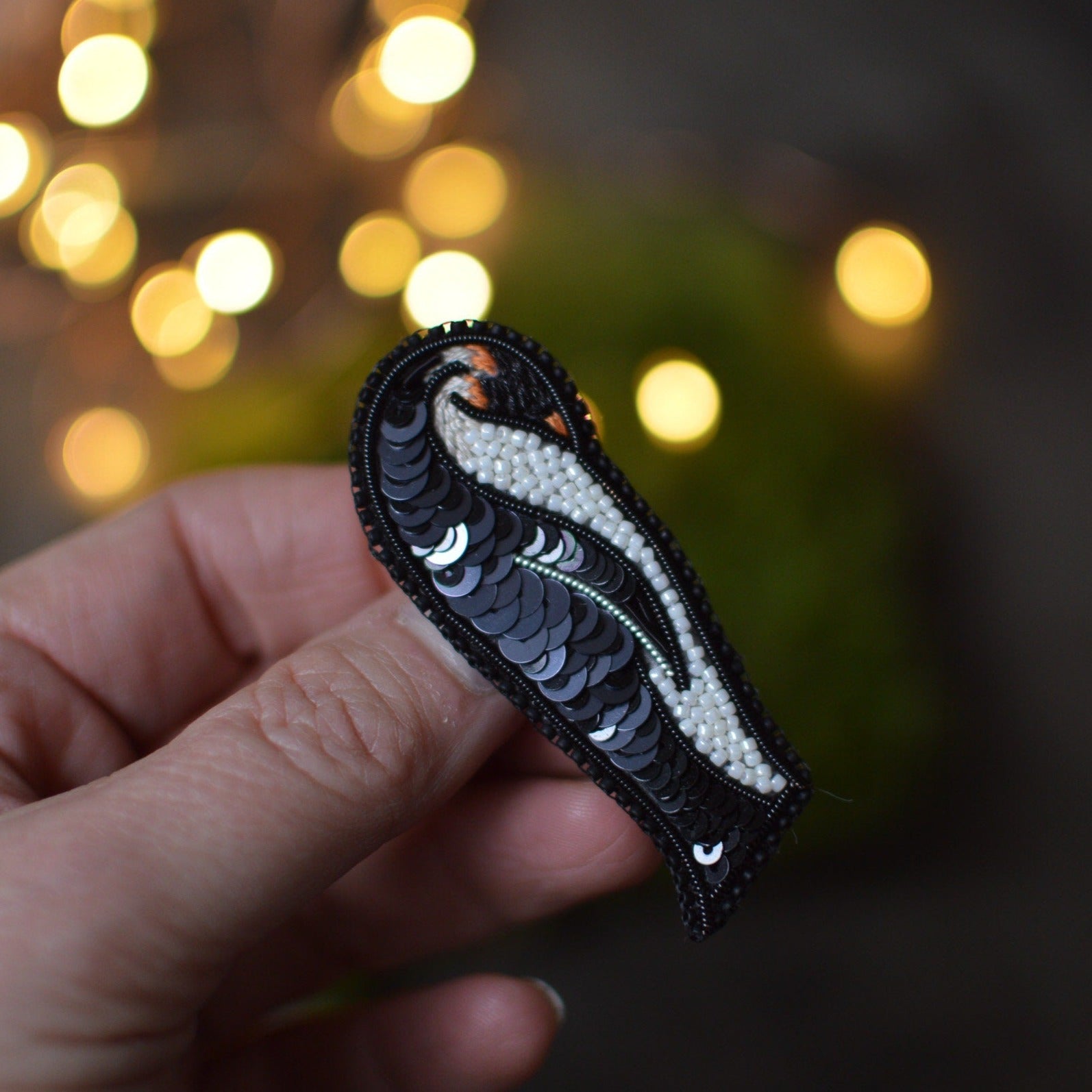 Emperor Penguin Embroidered Brooch