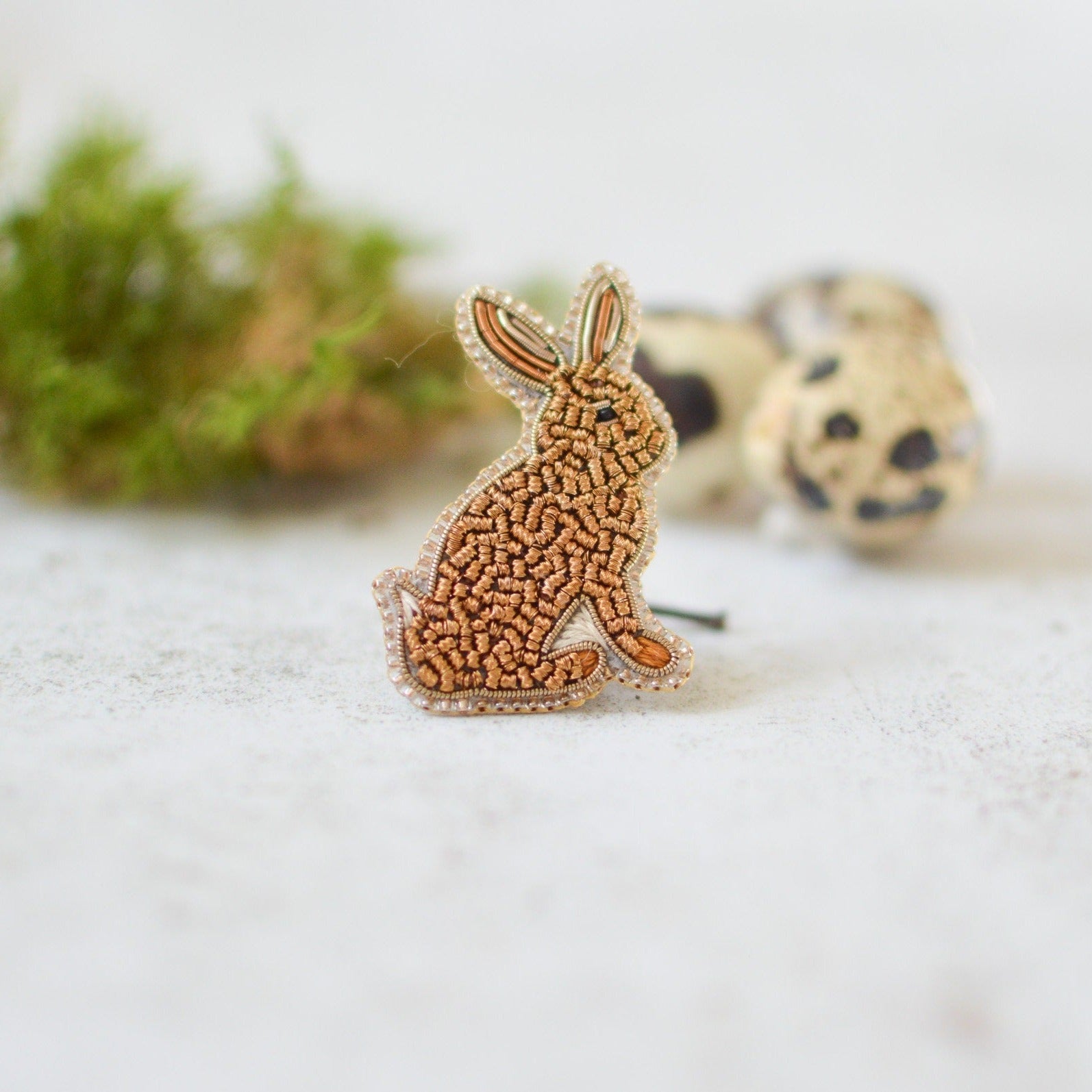 Sitting Hare Goldwork Brooch