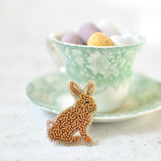 Sitting Hare Goldwork Brooch