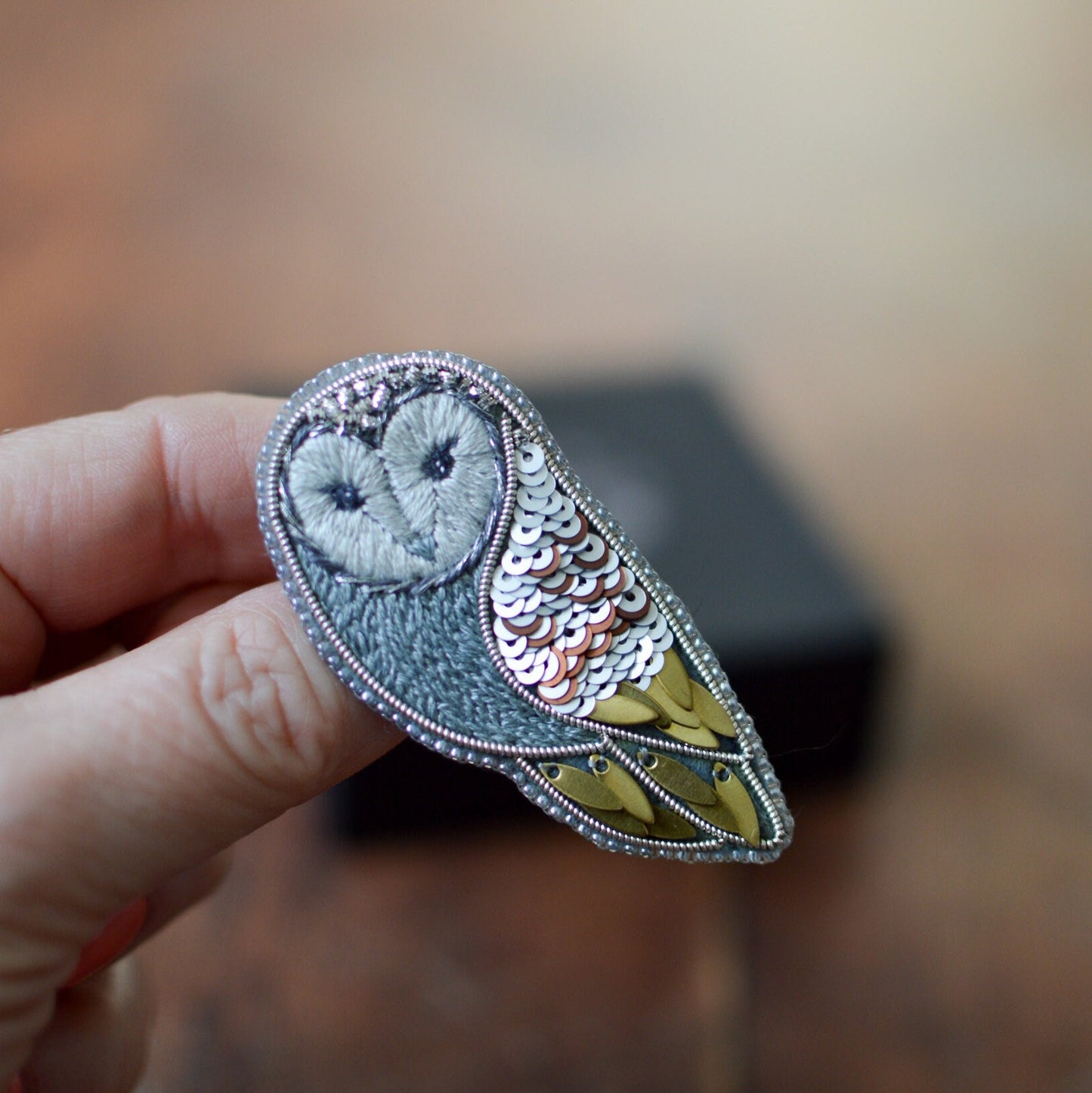 Silver barn owl brooch