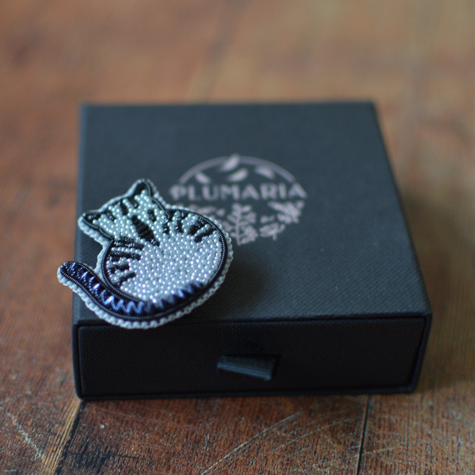 Grey Cat Silhouette Brooch