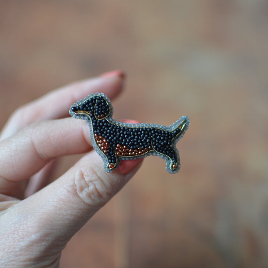 Black Dachshund Brooch