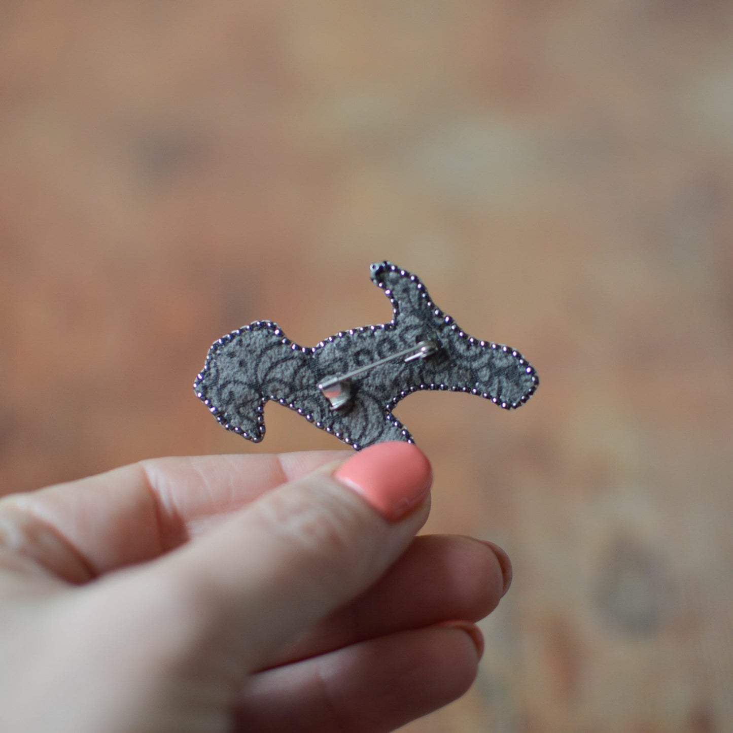 Black Schnauzer Brooch - back