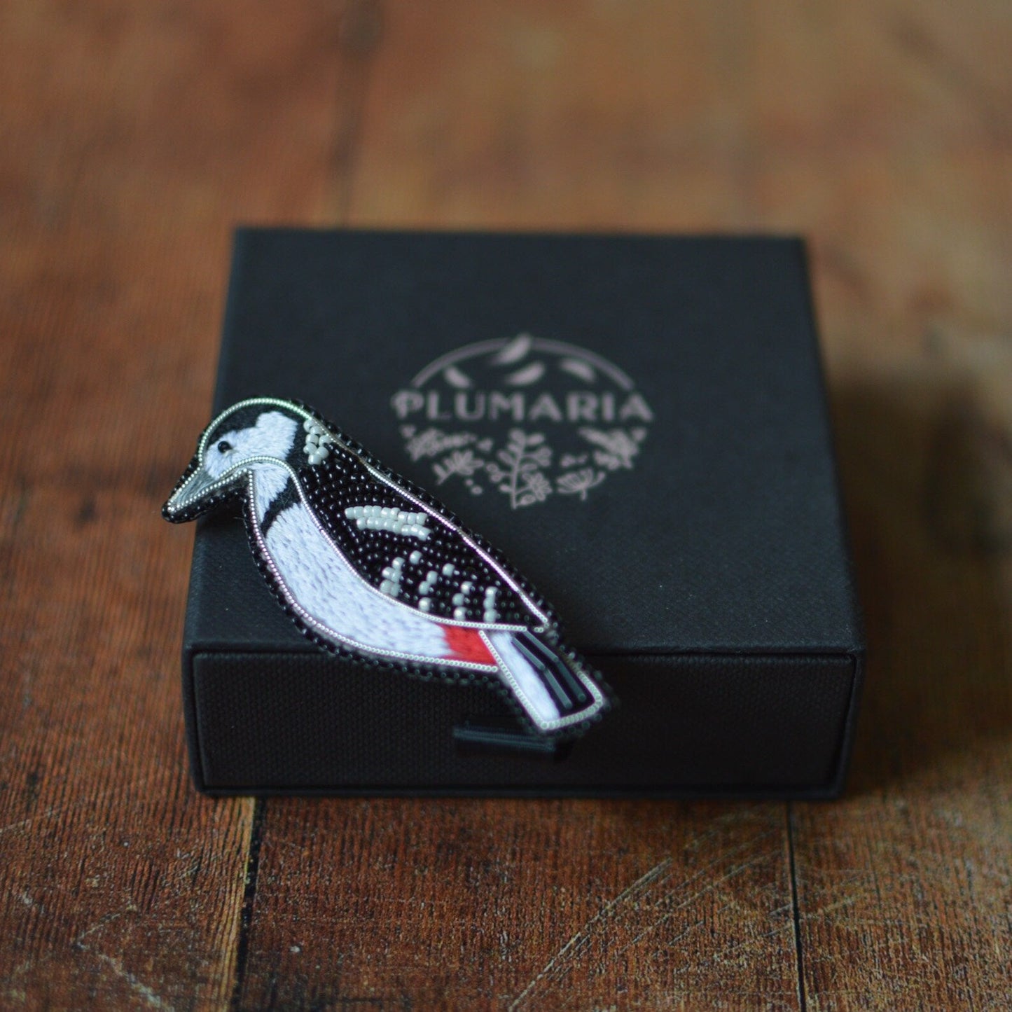 Embroidered Great Spotted Woodpecker