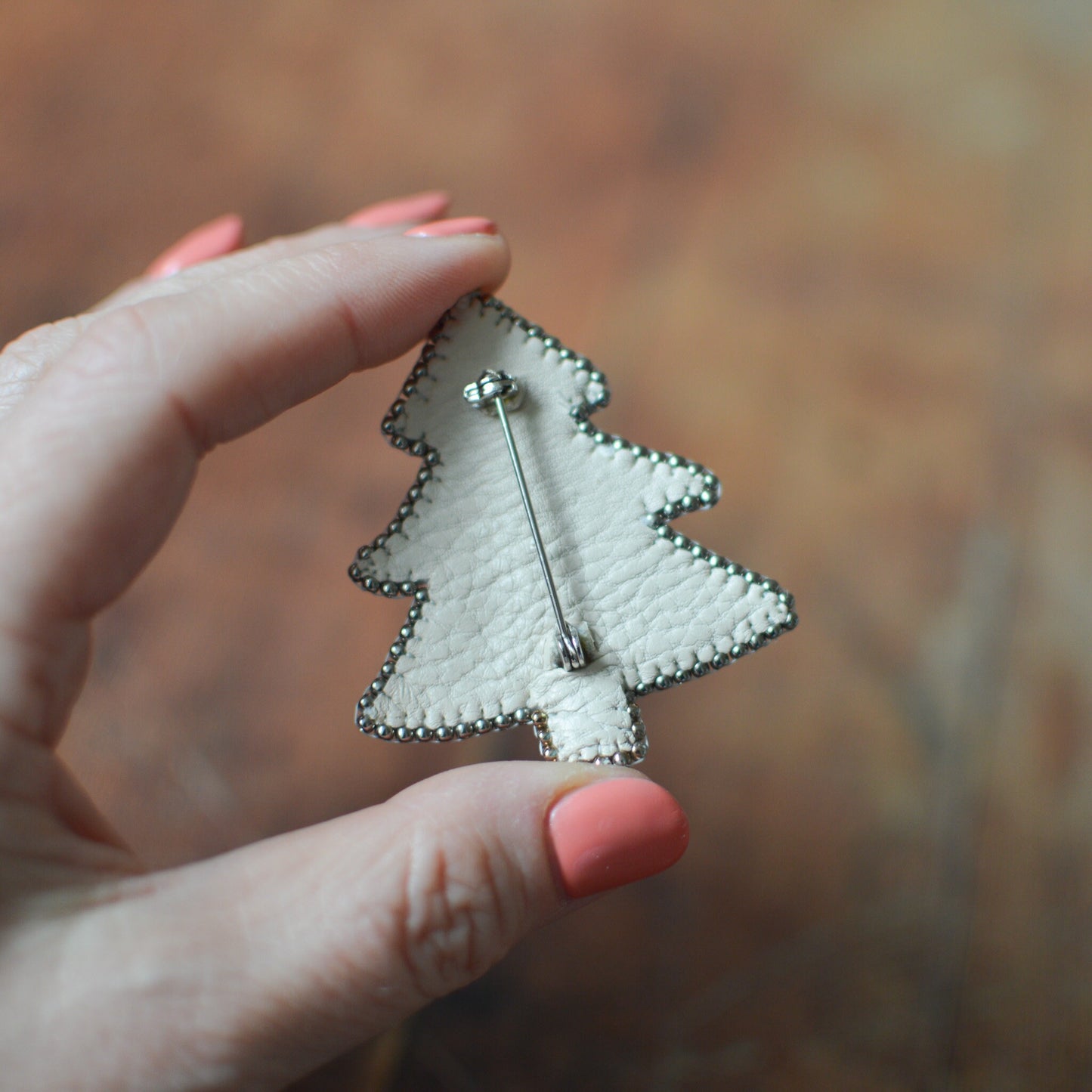 Silver Christmas Tree Brooch - Back
