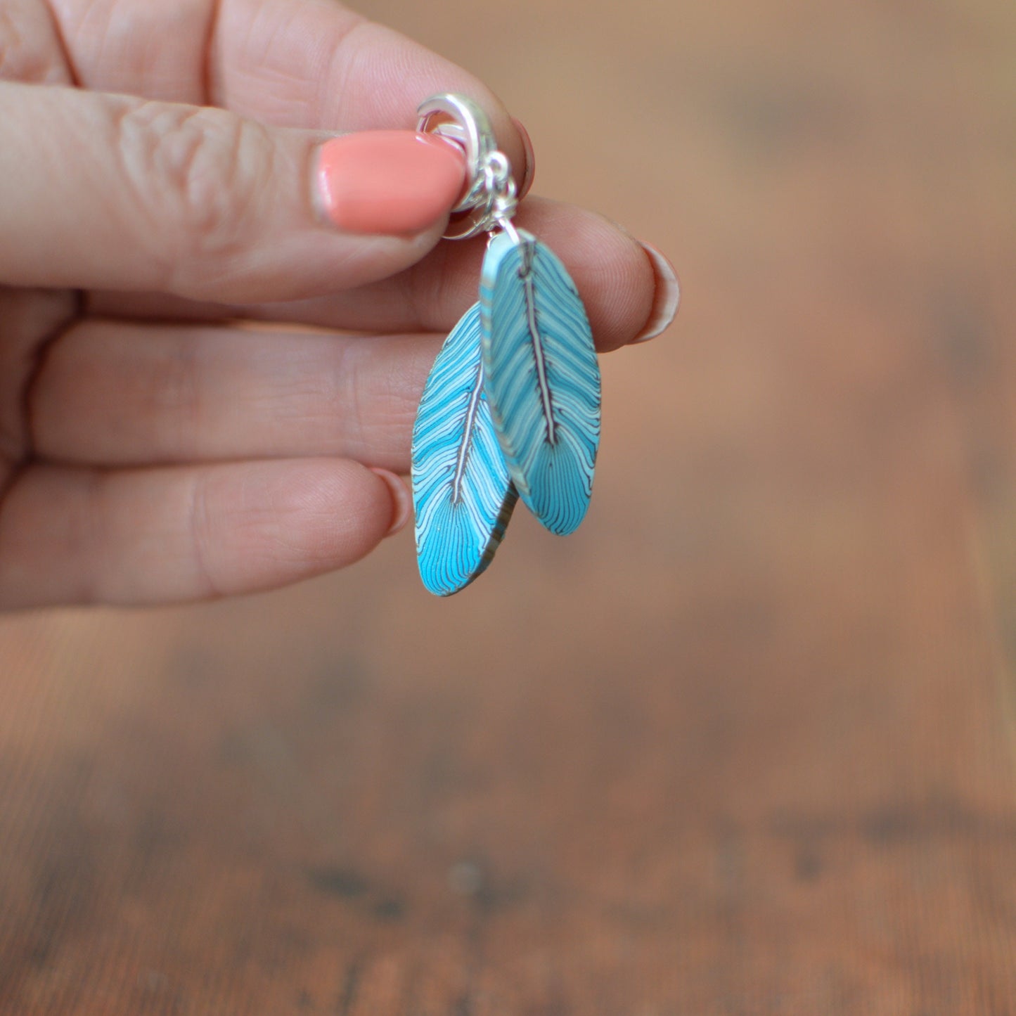 Turquoise feather earrings