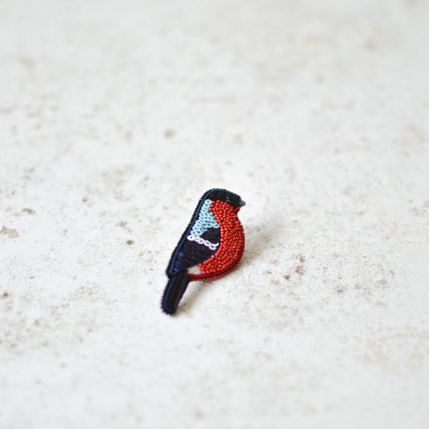 bullfinch embroidered  brooch