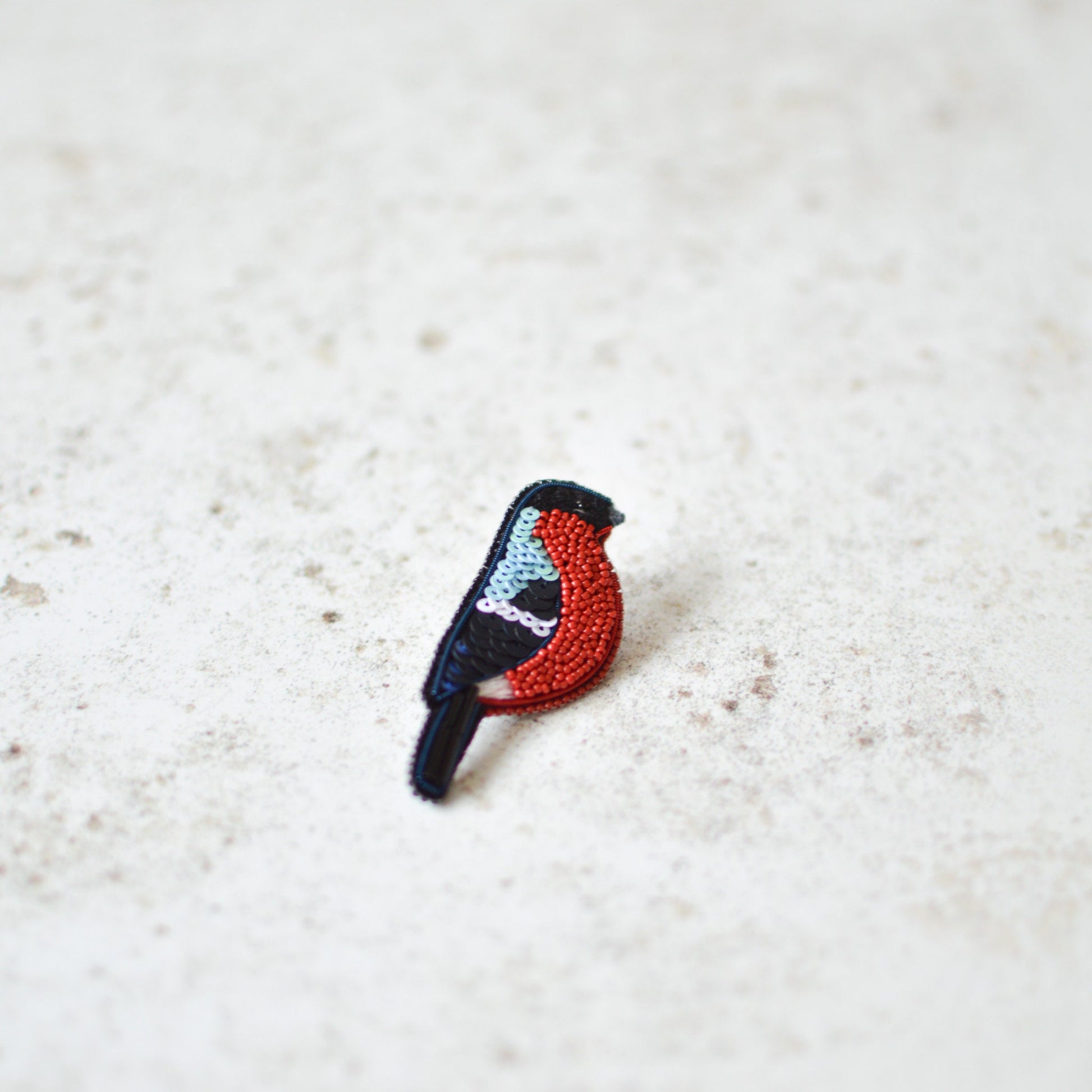 bullfinch embroidered  brooch