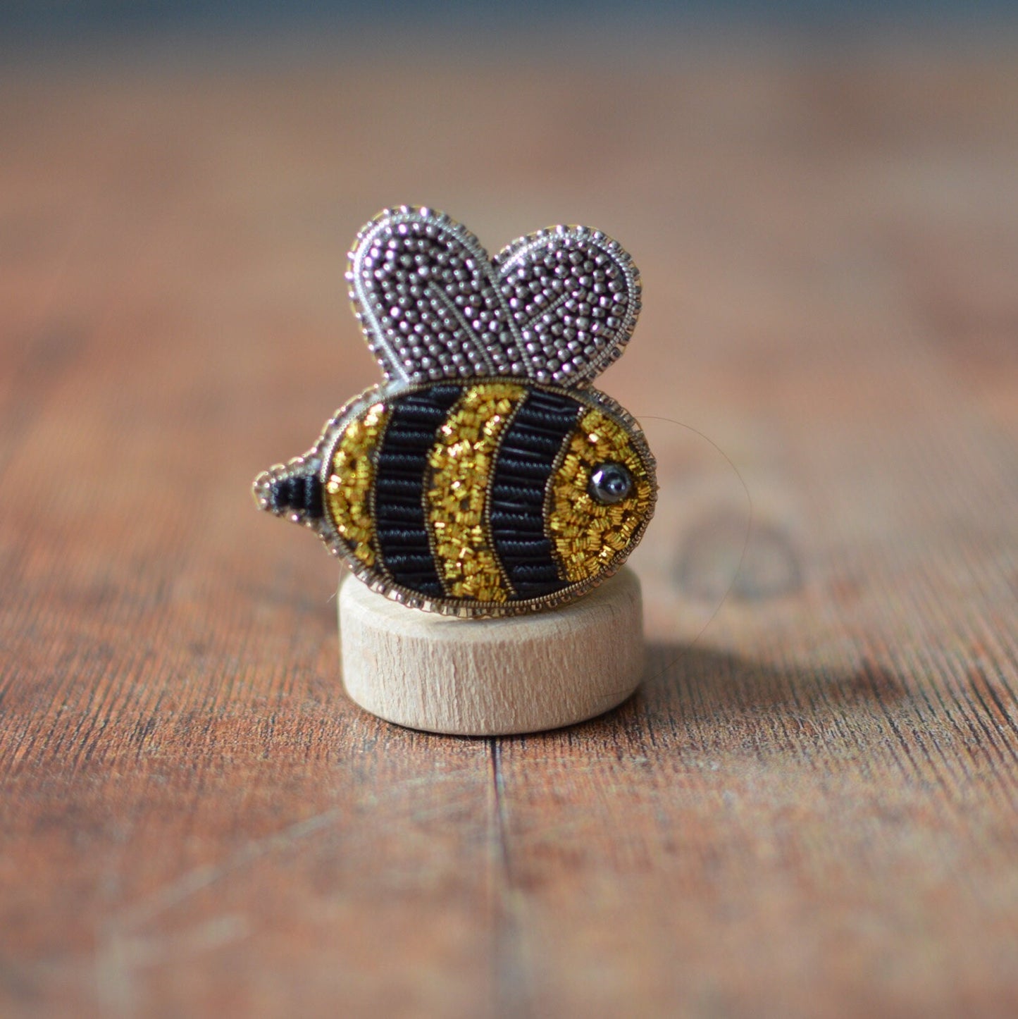 Goldwork bee brooch