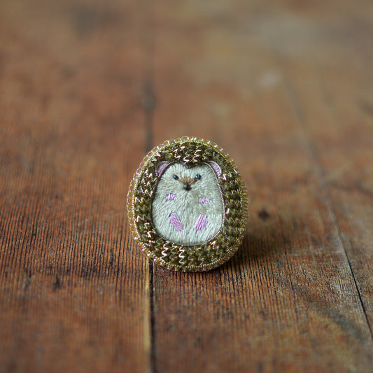 Hedgehog Goldwork Brooch