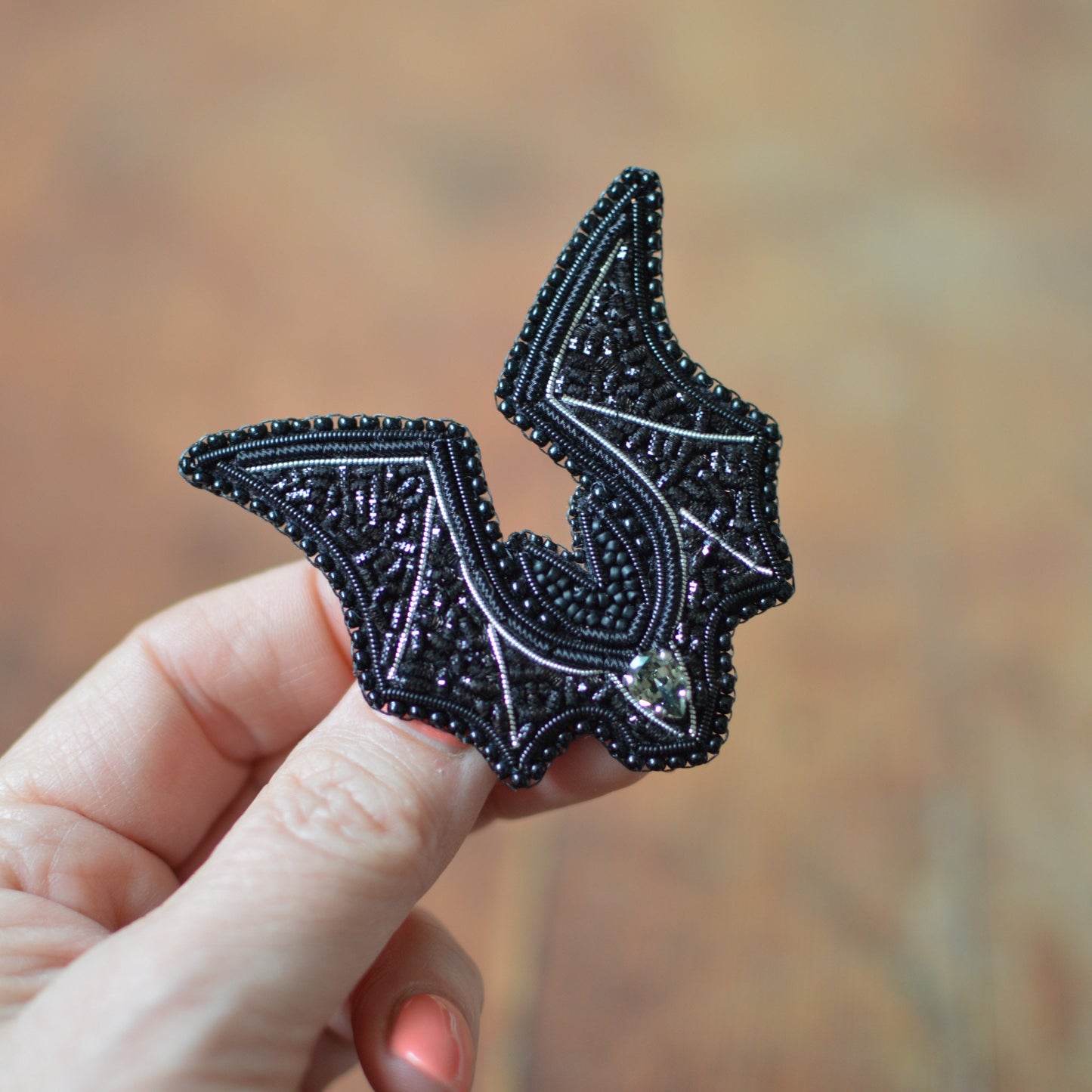 Goldwork Bat Brooch