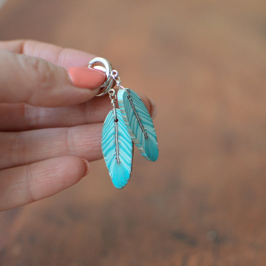 Turquoise feather earrings