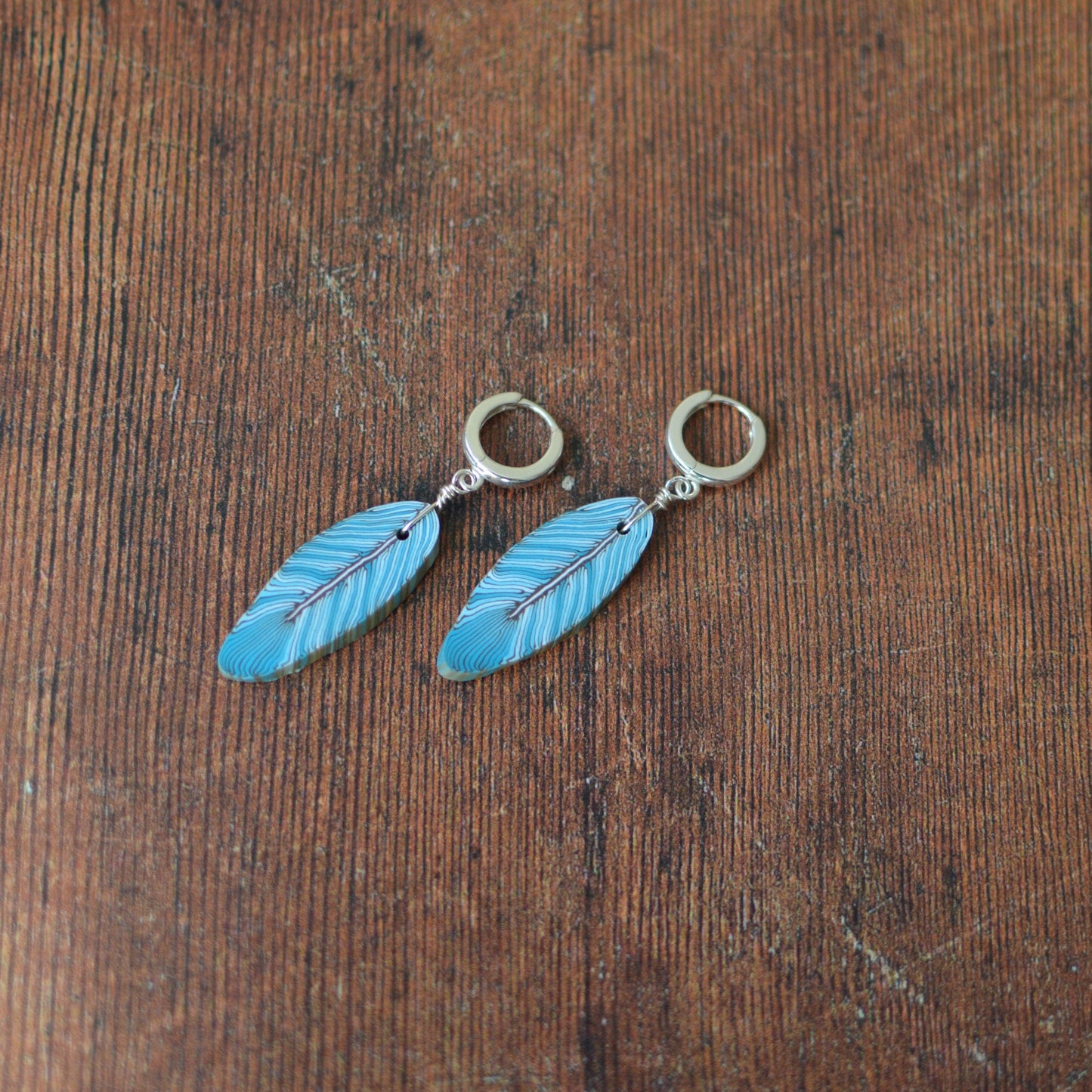 Turquoise feather earrings