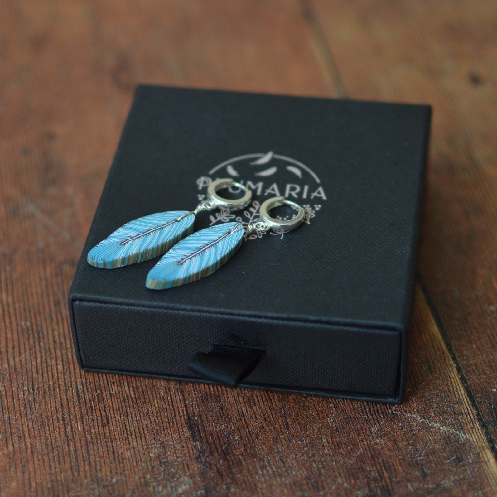 Turquoise feather earrings