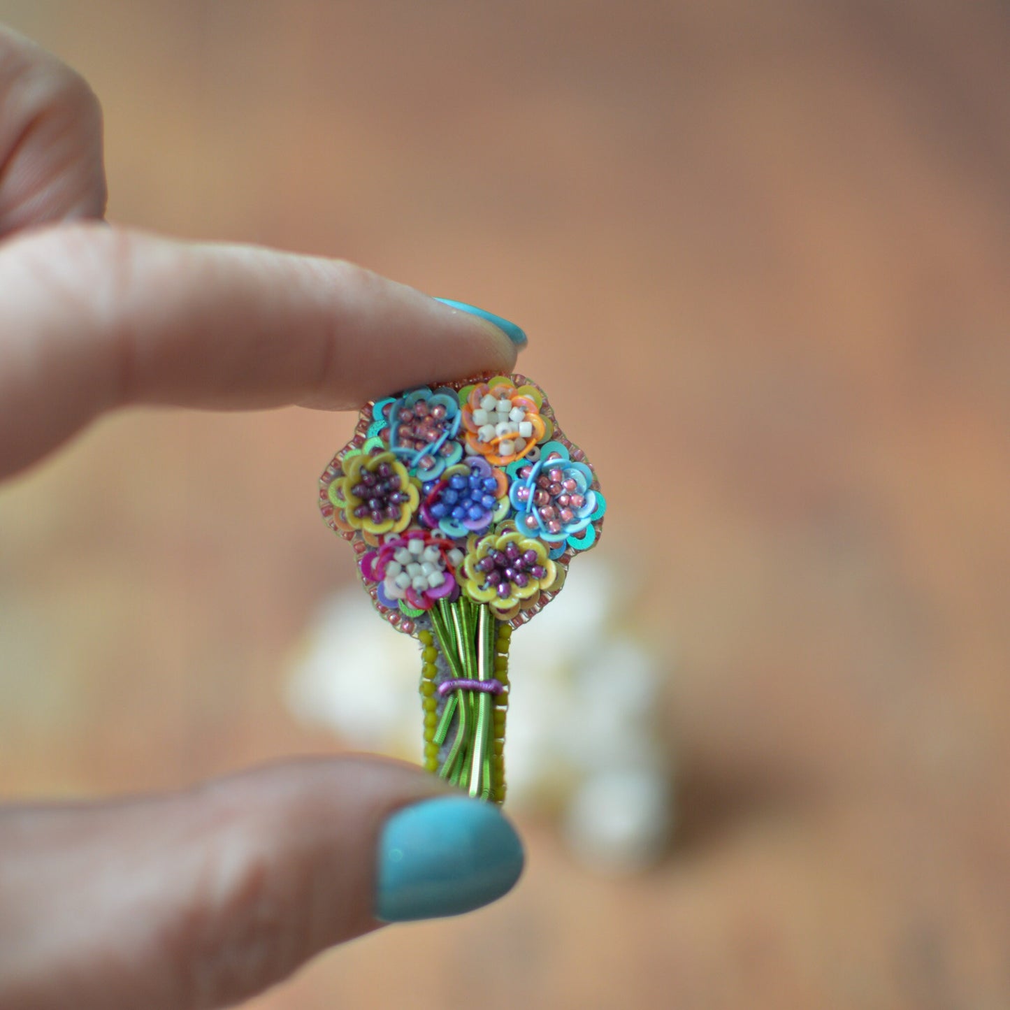 Pastel Colours Bouquet Flower Brooch