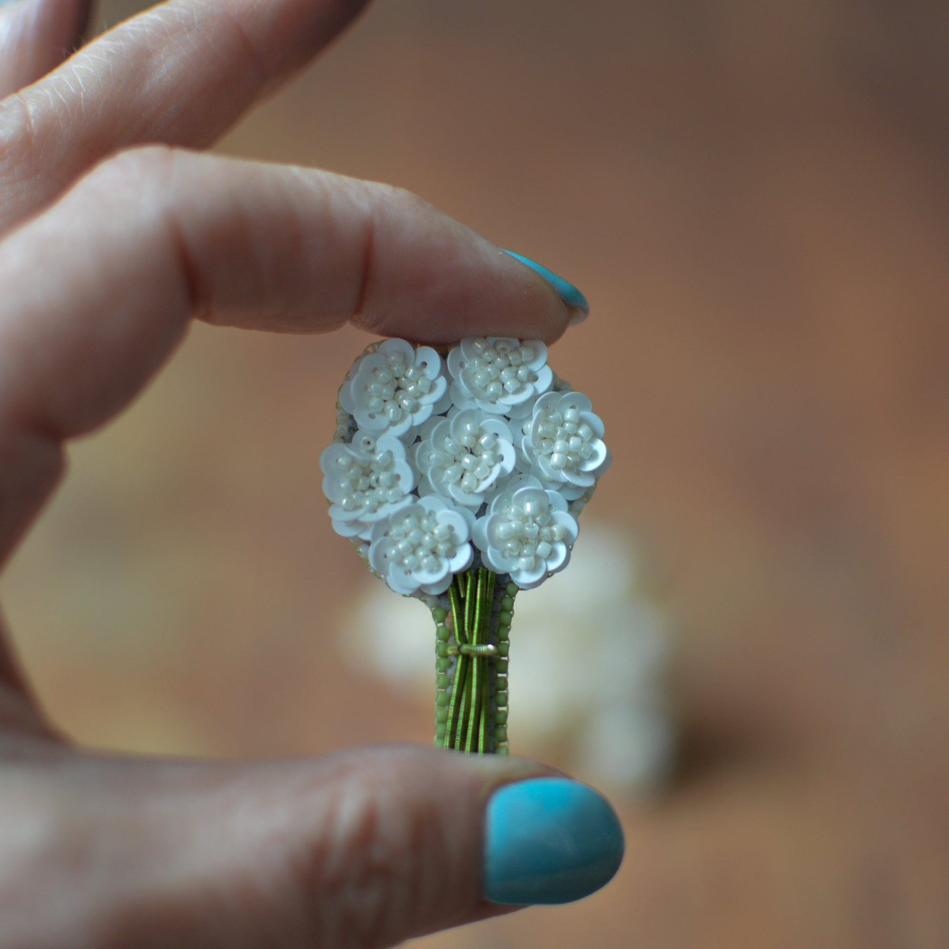 White Bouquet Flower Brooch