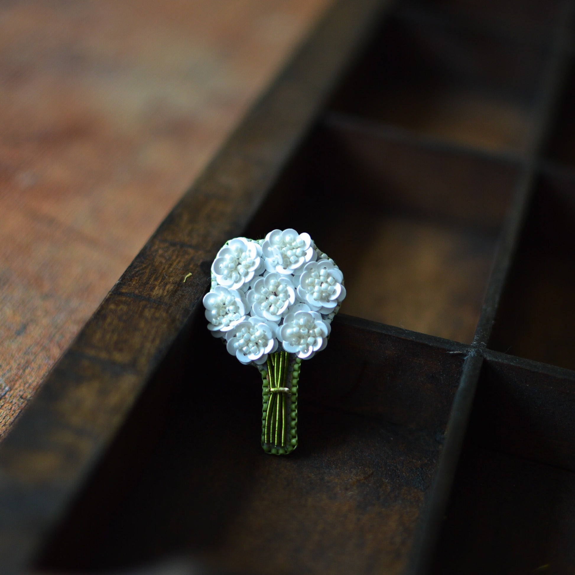 White Bouquet Flower Brooch