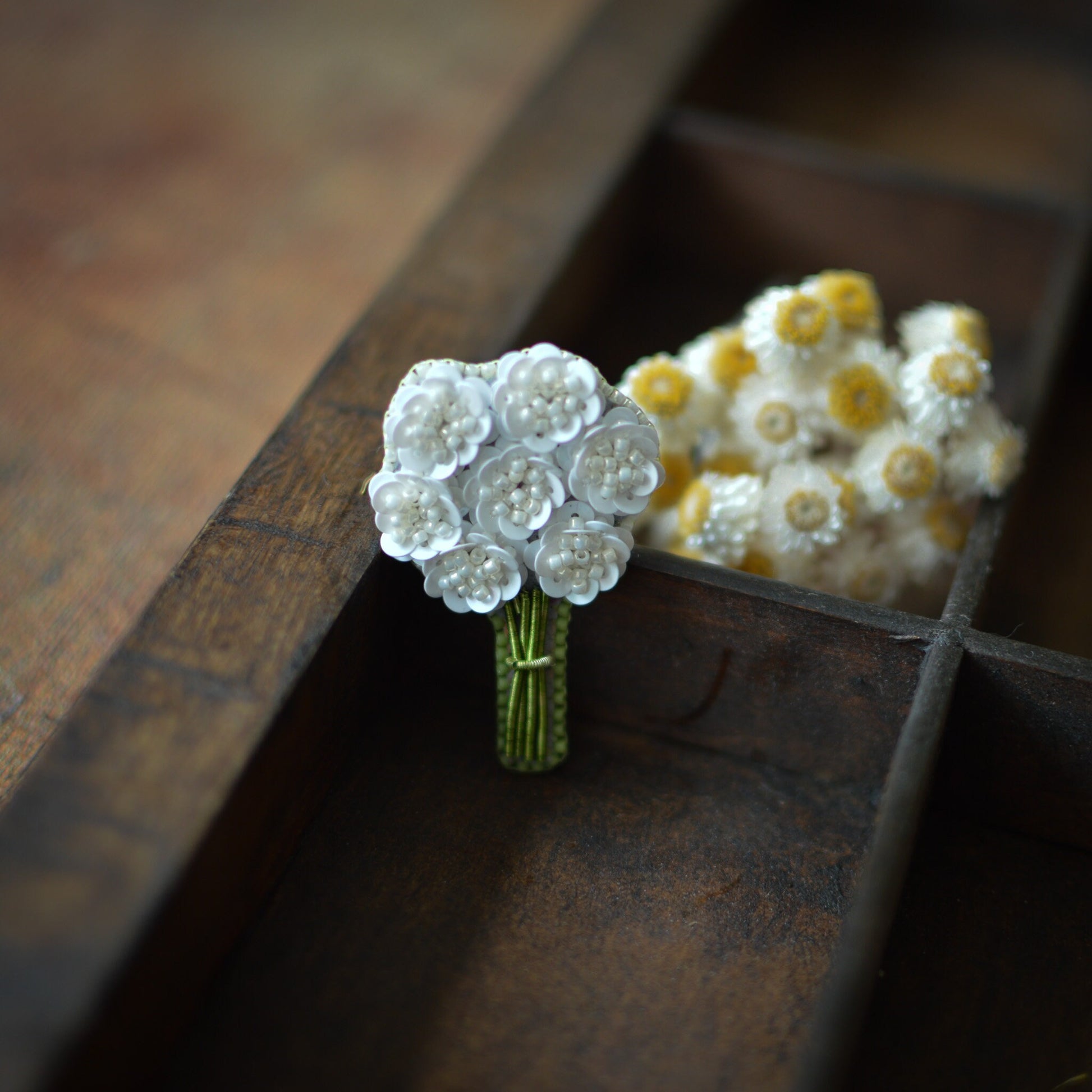 White Bouquet Flower Brooch