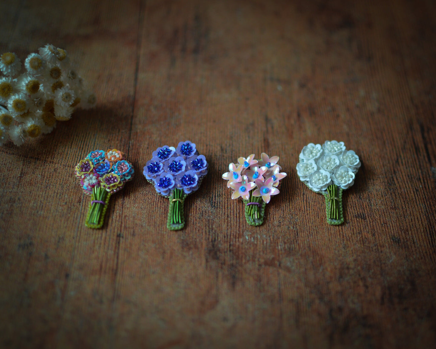 Pastel Colours Bouquet Flower Brooches