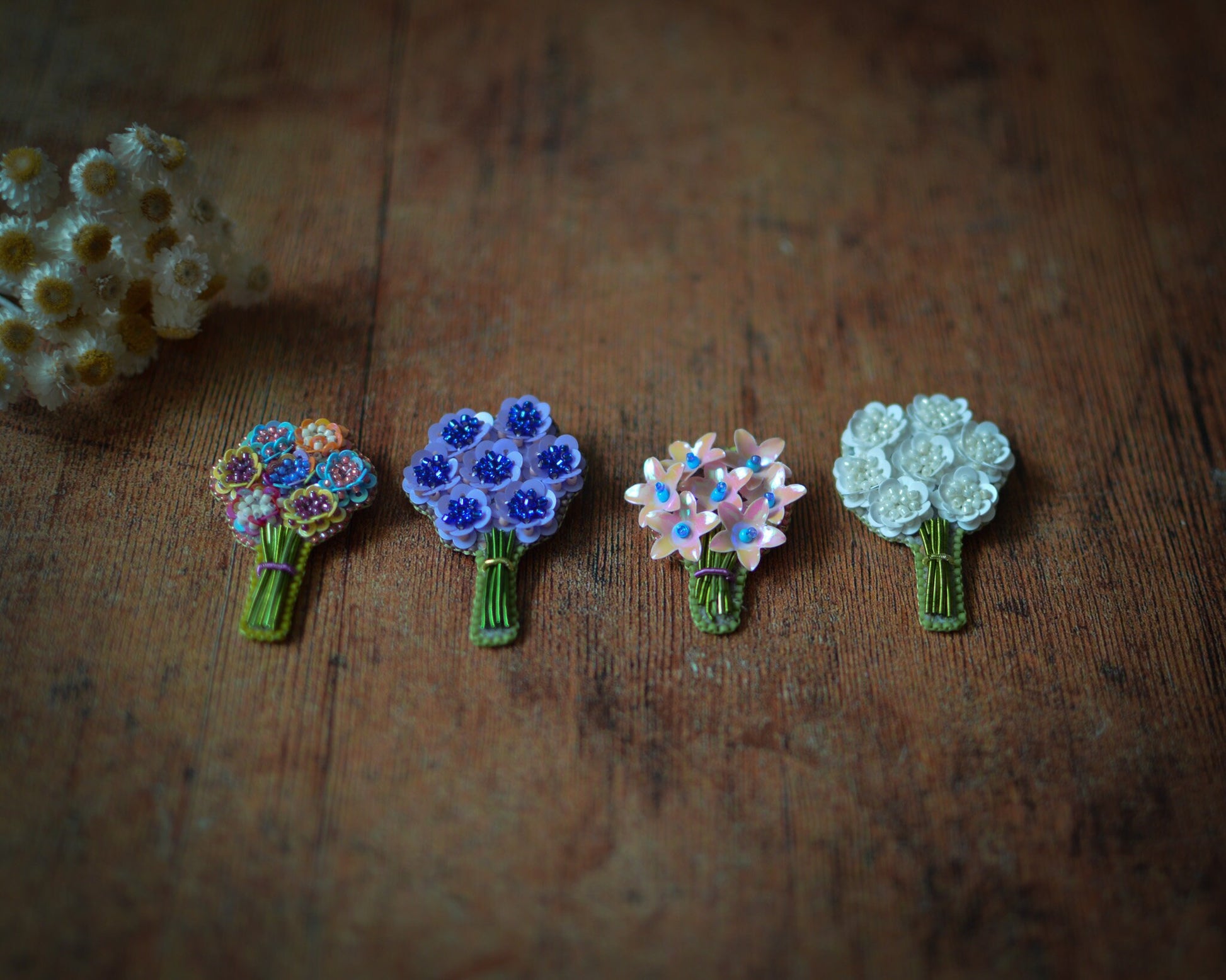 Pastel Colours Bouquet Flower Brooches