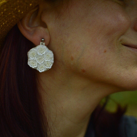 White sequin bouquet earrins