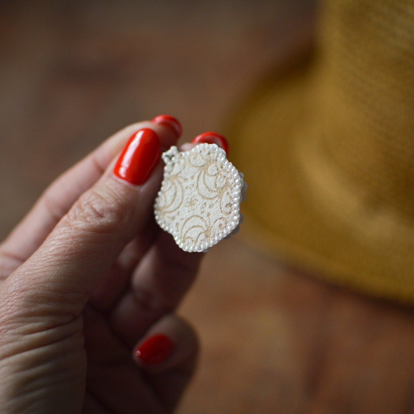 White sequin bouquet earrings - back
