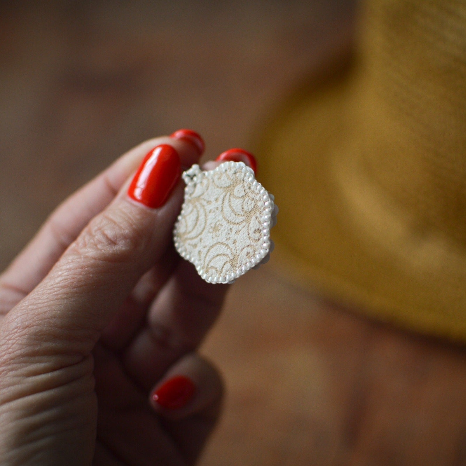 White sequin bouquet earrings - back