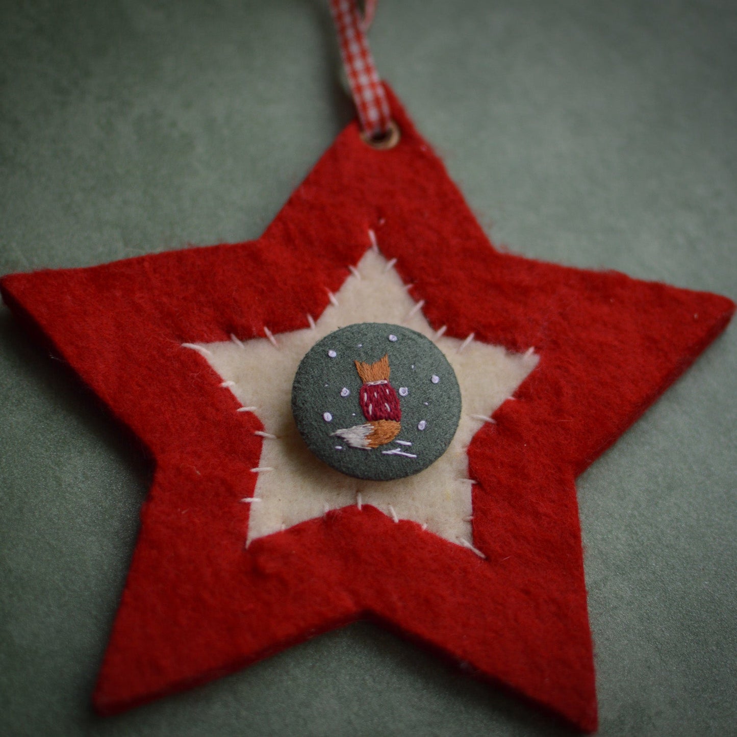 Festive Fox Embroidered Badge – 3 cm