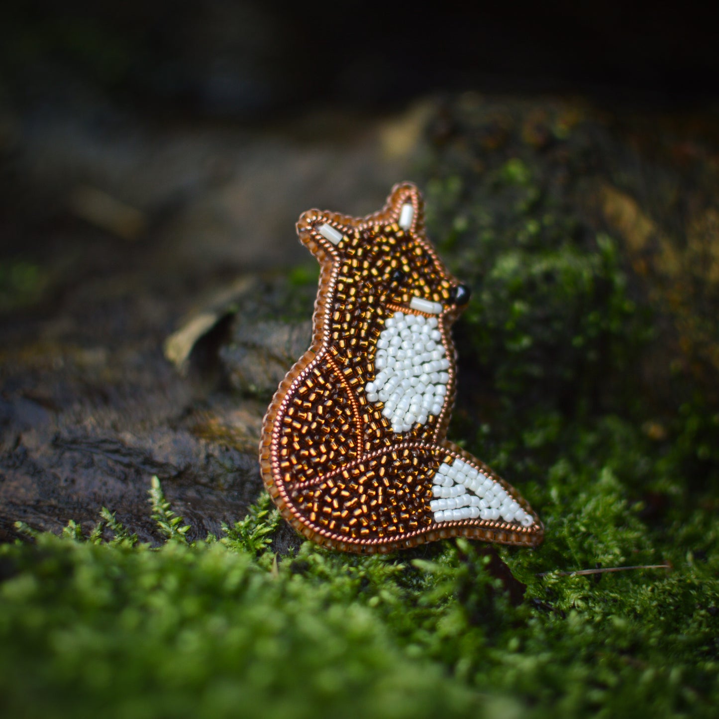 Beaded Fox Brooch