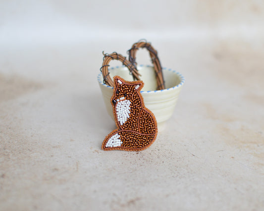 Beaded Fox Brooch