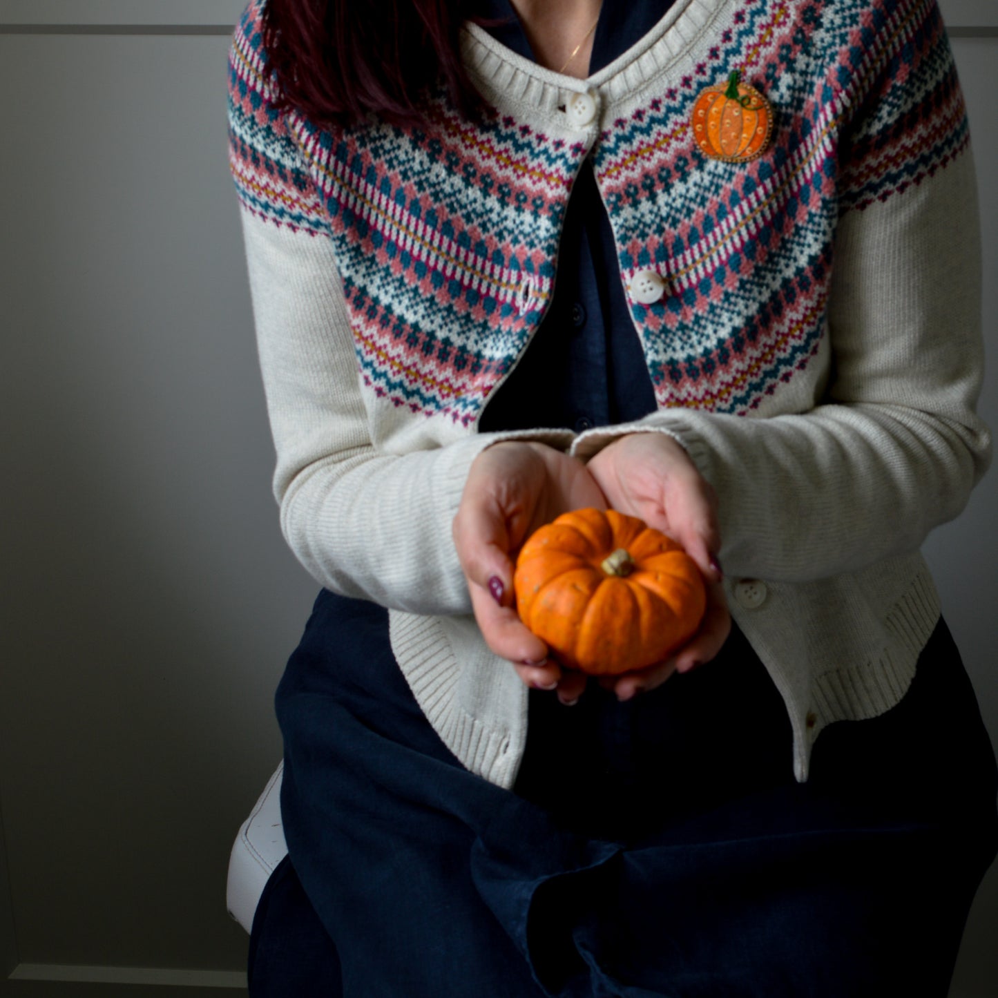 Embroidered Pumpkin Brooch